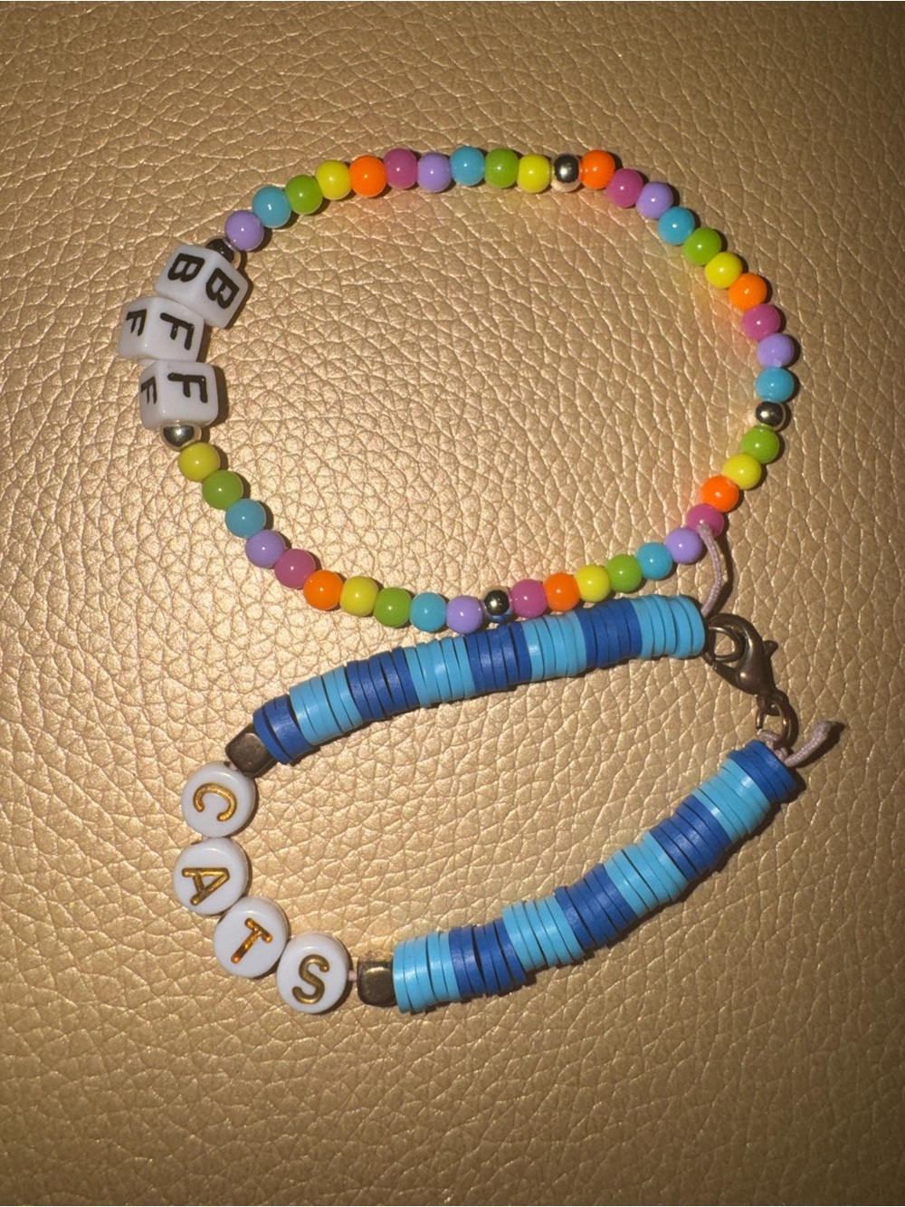 2 Kids Beaded Bracelets -CATS & BFF beads